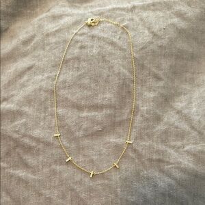 Delicate Gold Bar Station Necklace - Women Jewelry